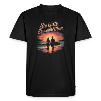 Vous côte Il voulait mer plage amour vague surfeur - T-shirt Premium bio Homme - noir - Devant - Nico (187cm)
