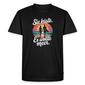 Vous côte Il voulait mer plage amour vague surfeur - T-shirt Premium bio Homme - noir - Devant - Nico (187cm)