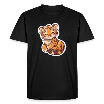 Cute Tiger – Fun Gift Idea for Kids - Men's Premium Organic T-Shirt - black - Front - Nico (187cm)