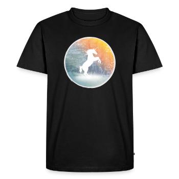 Mystical unicorn in the enchanted forest - Men's Premium Organic T-Shirt - black - Front - Nico (187cm)