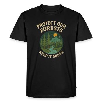 Protection de la forêt motif nature - T-shirt Premium bio Homme - noir - Devant - Nico (187cm)