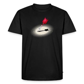 Motif de pince détaillé en rouge avec ombre - T-shirt Premium bio Homme - noir - Devant - Nico (187cm)
