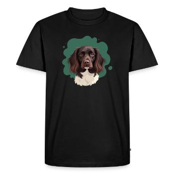 Petit Münsterlander sur fond vert - T-shirt Premium bio Homme - noir - Devant - Nico (187cm)