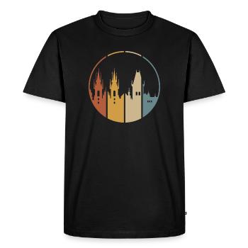 logo vintage de la ville de Prague - symbole de la ville avec le logo du château - T-shirt Premium bio Homme - noir - Devant - Nico (187cm)