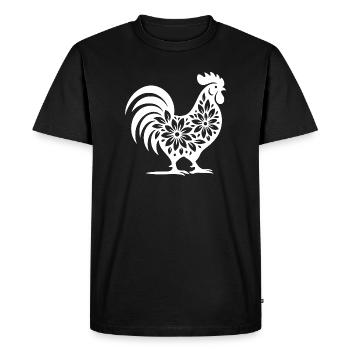 Floral Folk Coq Design - T-shirt Premium bio Homme - noir - Devant - Nico (187cm)