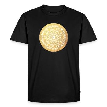 Ornement de Yoga Soleil Or Mandala Méditation Inde - T-shirt Premium bio Homme - noir - Devant - Nico (187cm)