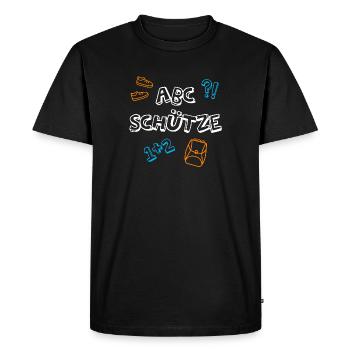 ABC Shooter School Beginners Satchel Pupils 1st Grade - Men's Premium Organic T-Shirt - black - Front - Nico (187cm)