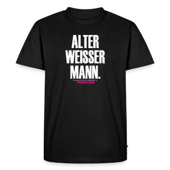 OLD WHITE MAN Design - Men's Premium Organic T-Shirt - black - Front - Nico (187cm)