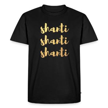Or Shanti Méditation Namaste Yoga Manuscrit om - T-shirt Premium bio Homme - noir - Devant - Nico (187cm)