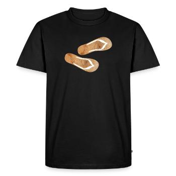 Tongs pantoufles en bois vacances nature fun été - T-shirt Premium bio Homme - noir - Devant - Nico (187cm)