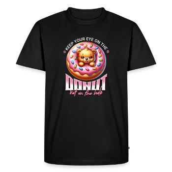 Motif d’ours donuts avec glaçage - T-shirt Premium bio Homme - noir - Devant - Nico (187cm)
