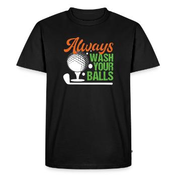 Golf - Lavez toujours vos balles - T-shirt Premium bio Homme - noir - Devant - Nico (187cm)