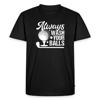 Golf - Lavez toujours vos balles - T-shirt Premium bio Homme - noir - Devant - Nico (187cm)