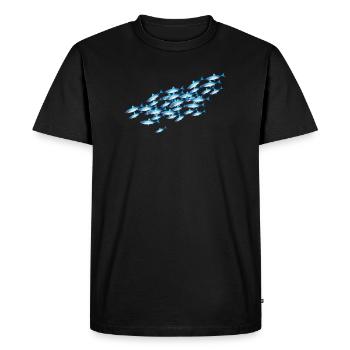 Bancs de poissons bleus brillants dans l’eau - T-shirt Premium bio Homme - noir - Devant - Nico (187cm)