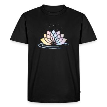 Symbole de fleur pastel stylisé avec de l’eau - T-shirt Premium bio Homme - noir - Devant - Nico (187cm)
