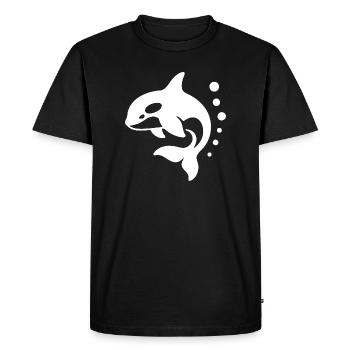 Conception minimaliste de la silhouette d’un dauphin - T-shirt Premium bio Homme - noir - Devant - Nico (187cm)