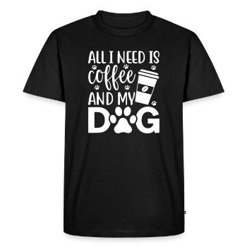 Café et chien Love Design - T-shirt Premium bio Homme - noir - Devant - Nico (187cm)