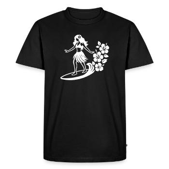 Hawaiian Girl with Hibiscus Design - Men's Premium Organic T-Shirt - black - Front - Nico (187cm)