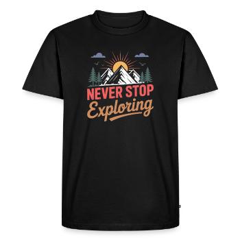 Mountains - Never Stop Exploring - Men's Premium Organic T-Shirt - black - Front - Nico (187cm)