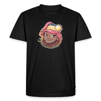 Illustration de fille boho ensoleillée - T-shirt Premium bio Homme - noir - Devant - Nico (187cm)