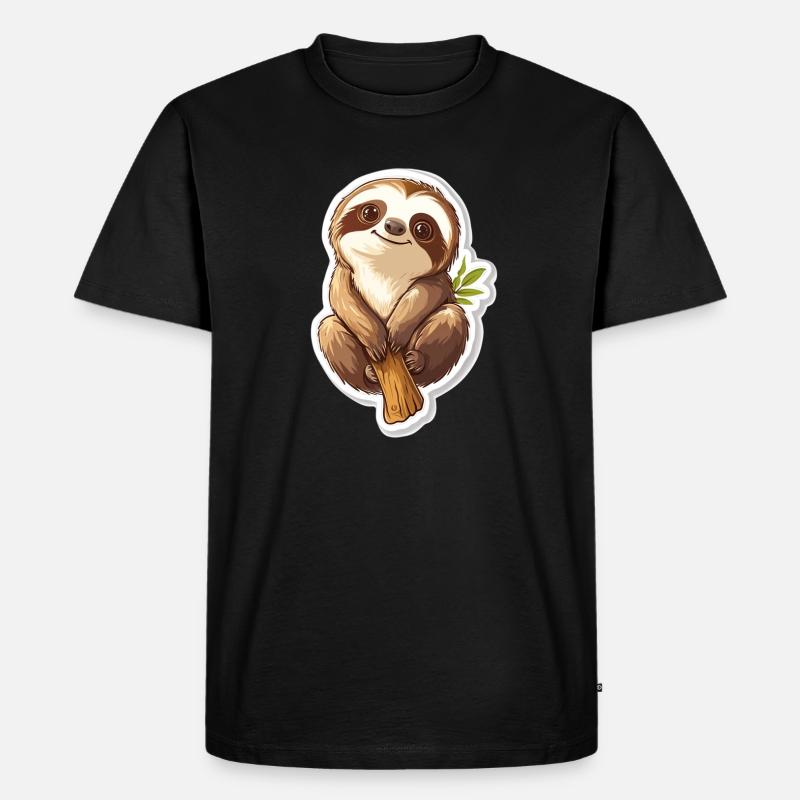 Faultier - Männer Premium Bio T-Shirt - Schwarz