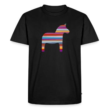 Dala Horse Stripes Scandinavian Sweden Kids - Men's Premium Organic T-Shirt - black - Front - Nico (187cm)