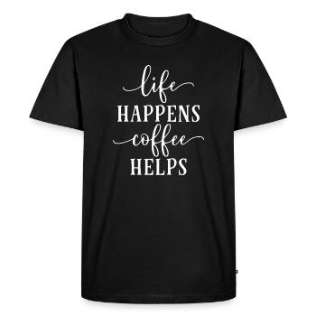 Coffee Motivational Typography Design - Men's Premium Organic T-Shirt - black - Front - Nico (187cm)