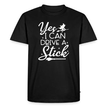 Illustration fantaisiste sorcière balai-balai - T-shirt Premium bio Homme - noir - Devant - Nico (187cm)
