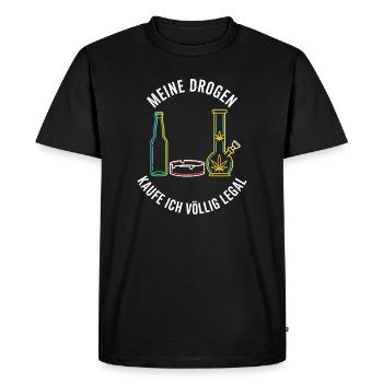 My drugs – completely legal! - Men's Premium Organic T-Shirt - black - Front - Nico (187cm)