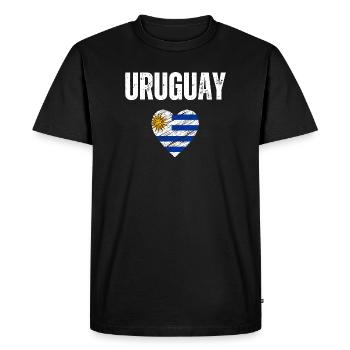 J’adore l’Uruguay, drapeau de l’Uruguay - T-shirt Premium bio Homme - noir - Devant - Nico (187cm)