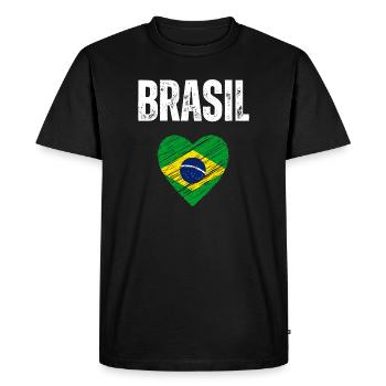 J’aime le Brésil, drapeau du Brésil - T-shirt Premium bio Homme - noir - Devant - Nico (187cm)