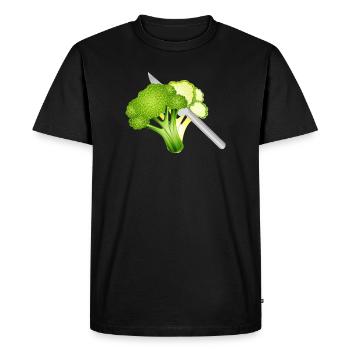 Motif de brocoli coupé – élégant et croustillant - T-shirt Premium bio Homme - noir - Devant - Nico (187cm)