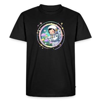 Fille astronaute avec des champignons - Conception spatiale mignonne - T-shirt Premium bio Homme - noir - Devant - Nico (187cm)