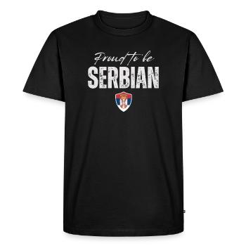 Serbe fier, fabriqué en Serbie - T-shirt Premium bio Homme - noir - Devant - Nico (187cm)