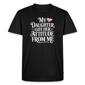 Ma mère tient son attitude de moi - T-shirt Premium bio Homme - noir - Devant - Nico (187cm)