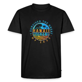 Badge survivant du tsunami à Hawaï - T-shirt Premium bio Homme - noir - Devant - Nico (187cm)