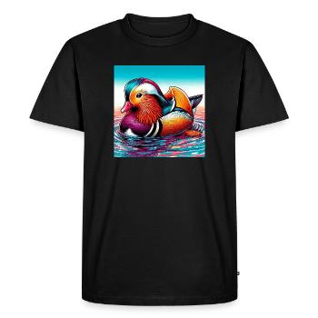 Canard mandarin - T-shirt Premium bio Homme - noir - Devant - Nico (187cm)