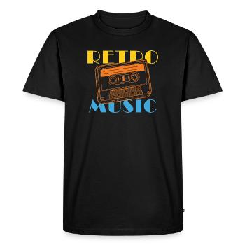 Vintage Retro Cassette Tape Design - Men's Premium Organic T-Shirt - black - Front - Nico (187cm)