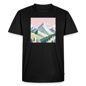 Paysage de montagne abstrait aux couleurs pastel - T-shirt Premium bio Homme - noir - Devant - Nico (187cm)