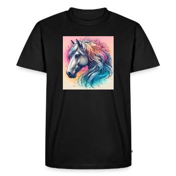 horse - Men's Premium Organic T-Shirt - black - Front - Nico (187cm)