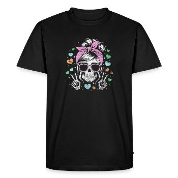 Playful Skull Girl with Heart Accents - Men's Premium Organic T-Shirt - black - Front - Nico (187cm)