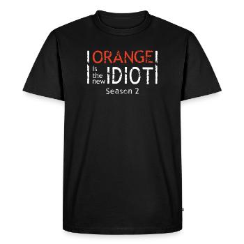 Motif de texte orange dentelé - T-shirt Premium bio Homme - noir - Devant - Nico (187cm)
