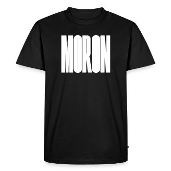 Moron - big and bold typographical design - Men's Premium Organic T-Shirt - black - Front - Nico (187cm)