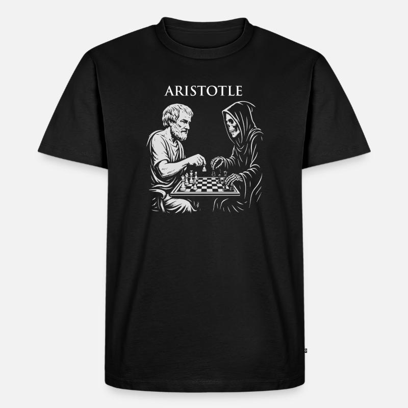 Aristoteles und grimmiger Raper Schachillustration - Männer Premium Bio T-Shirt - Schwarz