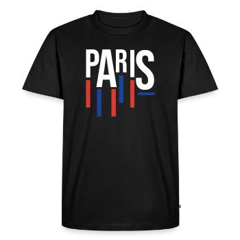 Typographie de Paris avec accents de drapeau - T-shirt Premium bio Homme - noir - Devant - Nico (187cm)