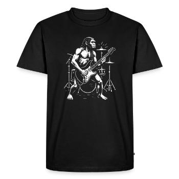 Wild Homo Erectus Guitariste en Mode Chromatique - T-shirt Premium bio Homme - noir - Devant - Nico (187cm)