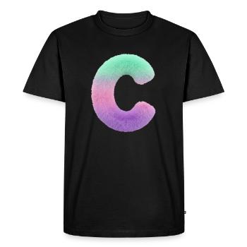 Lettre C aspect fourrure et dégradé de couleurs - T-shirt Premium bio Homme - noir - Devant - Nico (187cm)