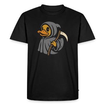 Grim Reaper Rubber Duck Motif - Men's Premium Organic T-Shirt - black - Front - Nico (187cm)