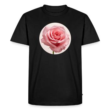 Fleur de rose délicate avec des gouttes d’eau - T-shirt Premium bio Homme - noir - Devant - Nico (187cm)