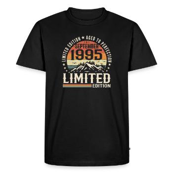 Cadeau Anniversaire Septembre 1995, September 1995 - T-shirt Premium bio Homme - noir - Devant - Nico (187cm)